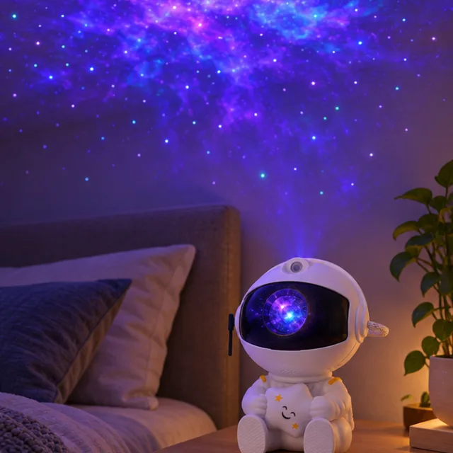 Astronauta projetor de galáxia com controle