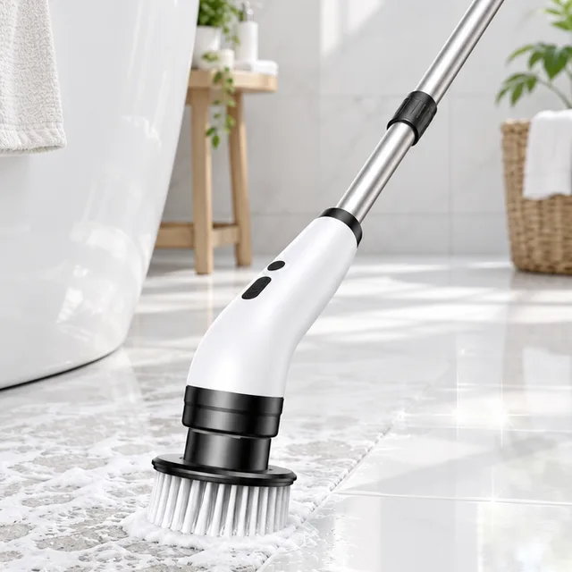 Escova elétrica de limpeza giratória 9 em 1, cabo de 137 cm