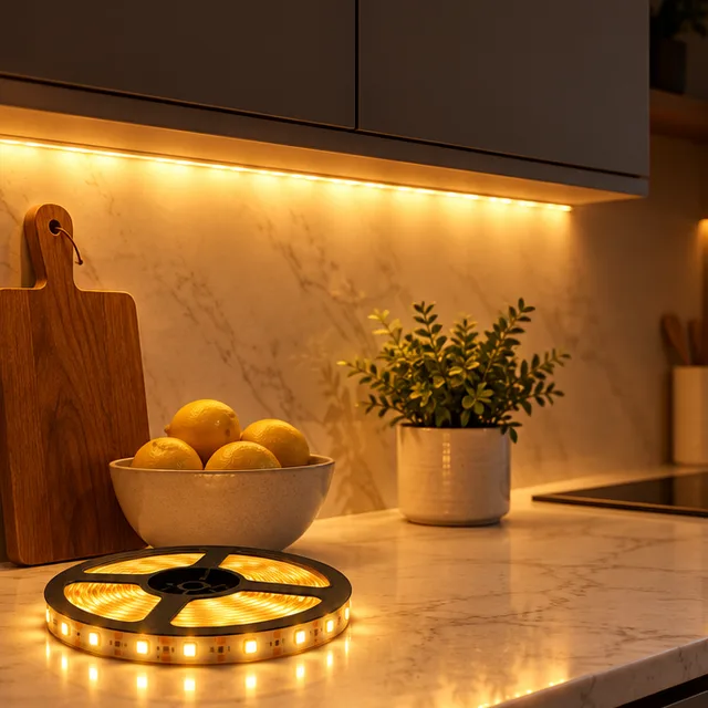 Fita LED branco quente 5 metros com fonte